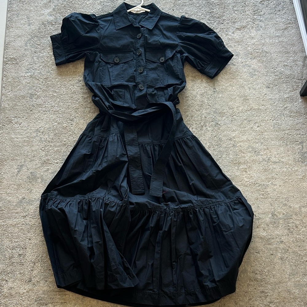 10 Crosby Derek Lam Black Midi Dress with Belt